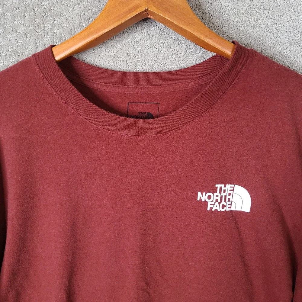The North Face Shirt Mens XXL Red Long Sleeve Crew Neck Cotton Casual Outdoors